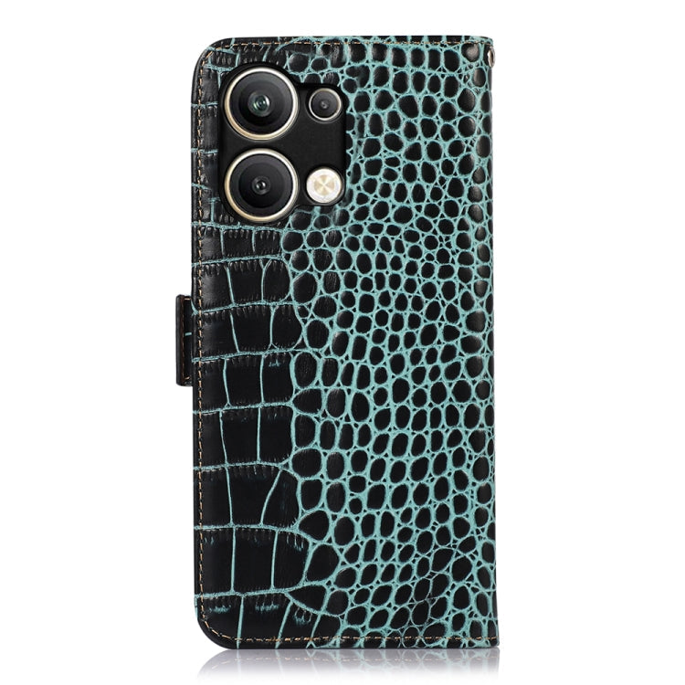 For OPPO Reno9 Pro+ Crocodile Top Layer Cowhide Leather Phone Case(Green) Eurekaonline