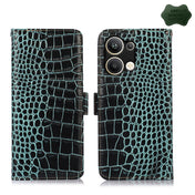 For OPPO Reno9 Pro+ Crocodile Top Layer Cowhide Leather Phone Case(Green) Eurekaonline