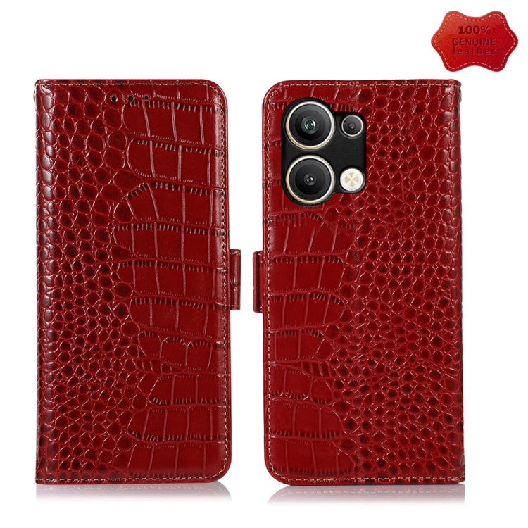 For OPPO Reno9 Pro+ Crocodile Top Layer Cowhide Leather Phone Case(Red) Eurekaonline