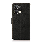 For OPPO Reno9 Pro+ KHAZNEH Side-Magnetic Litchi Genuine Leather RFID Phone Case(Black) Eurekaonline