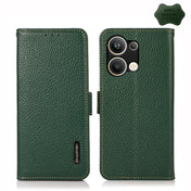 For OPPO Reno9 Pro+ KHAZNEH Side-Magnetic Litchi Genuine Leather RFID Phone Case(Green) Eurekaonline