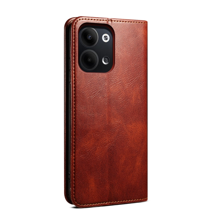 For OPPO Reno9 Pro Oil Wax Crazy Horse Texture Leather Phone Case(Brown) Eurekaonline