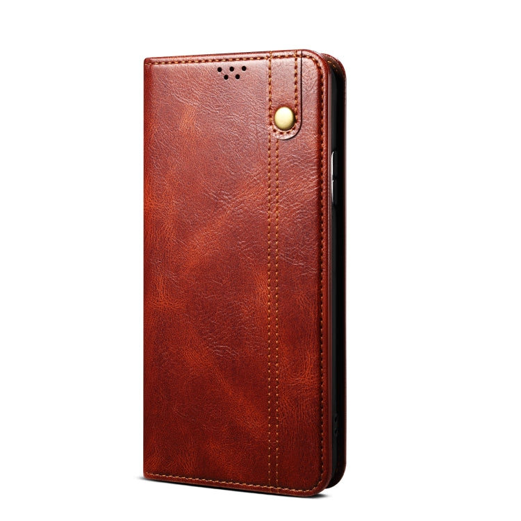 For OPPO Reno9 Pro Oil Wax Crazy Horse Texture Leather Phone Case(Brown) Eurekaonline