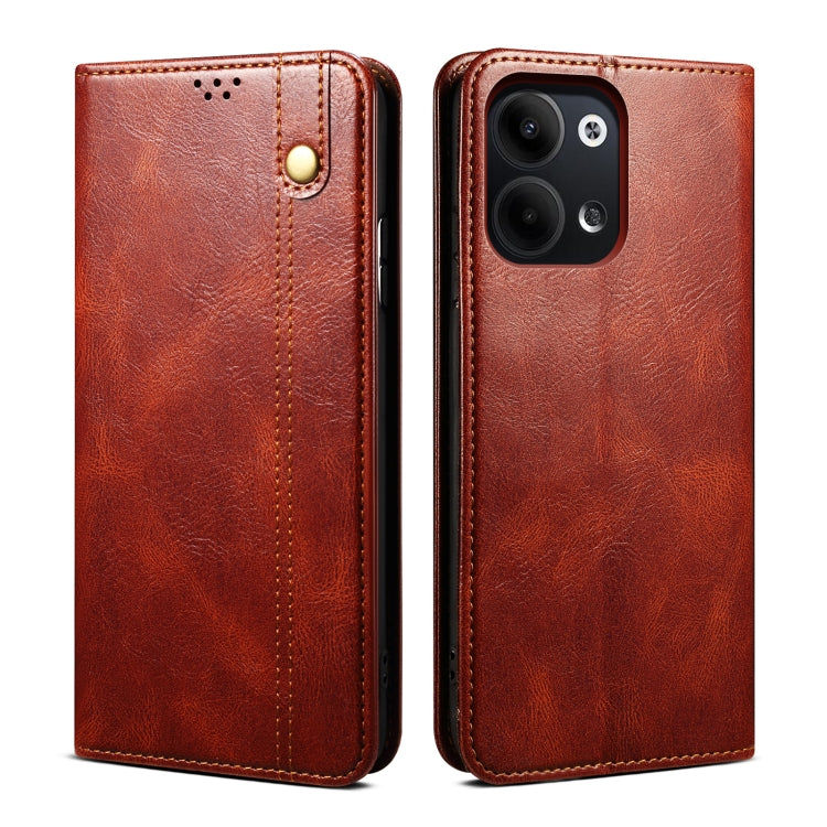 For OPPO Reno9 Pro Oil Wax Crazy Horse Texture Leather Phone Case(Brown) Eurekaonline