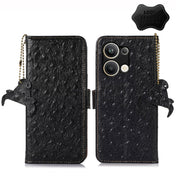 For OPPO Reno9 Pro+ Ostrich Pattern Genuine Leather RFID Phone Case(Black) Eurekaonline