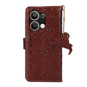 For OPPO Reno9 Pro+ Ostrich Pattern Genuine Leather RFID Phone Case(Coffee) Eurekaonline