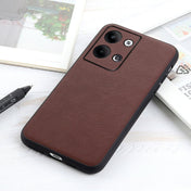 For OPPO Reno9 / Reno9 Pro Accurate Hole Lambskin Texture Genuine Leather Phone Case(Brown) Eurekaonline