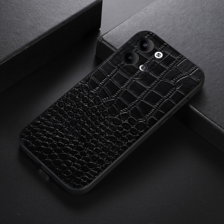  Reno9 Pro Crocodile Texture Genuine Leather Phone Case(Black) Eurekaonline
