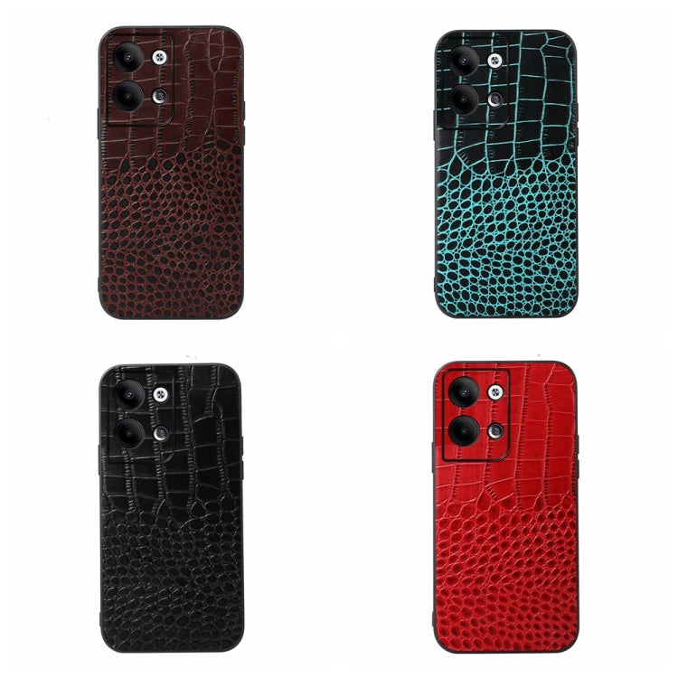 For OPPO Reno9 / Reno9 Pro Crocodile Texture Genuine Leather Phone Case(Black) Eurekaonline