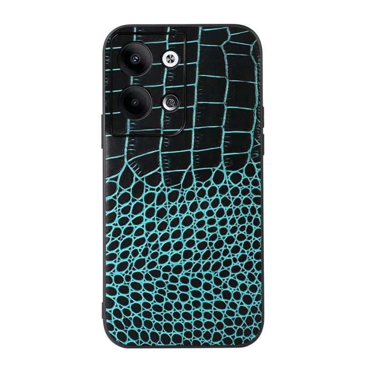  Reno9 Pro Crocodile Texture Genuine Leather Phone Case(Cyan) Eurekaonline