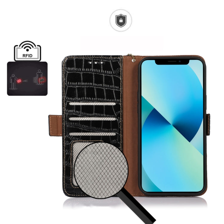 For OPPO Reno9 / Reno9 Pro Crocodile Top Layer Cowhide Leather Phone Case(Black) Eurekaonline