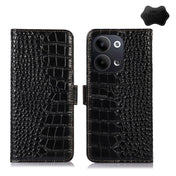 For OPPO Reno9 / Reno9 Pro Crocodile Top Layer Cowhide Leather Phone Case(Black) Eurekaonline