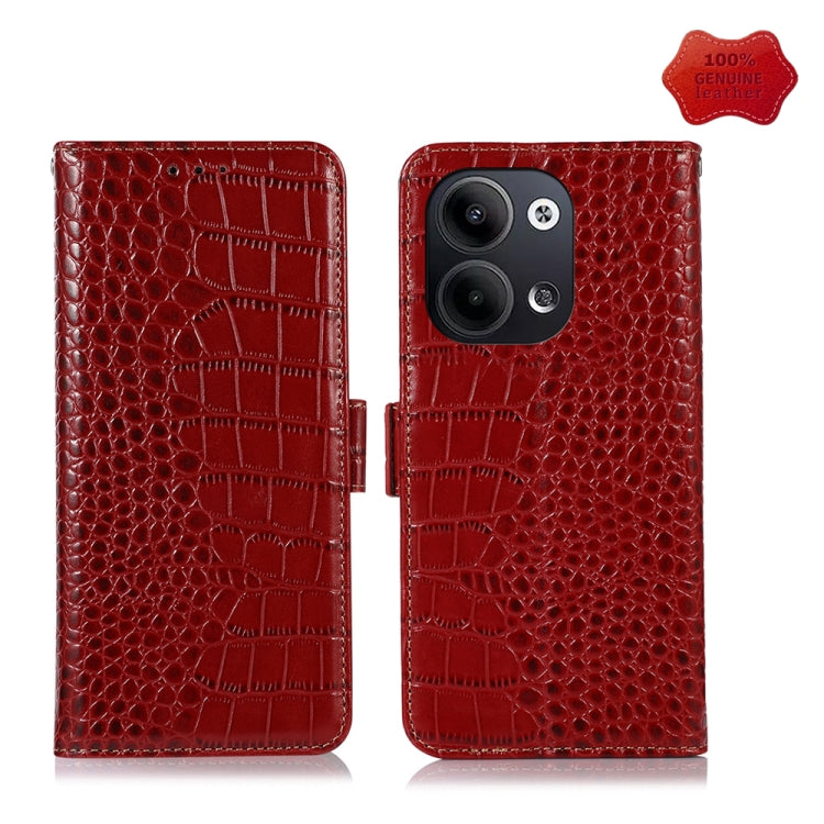 Reno9 Pro Crocodile Top Layer Cowhide Leather Phone Case(Red) Eurekaonline