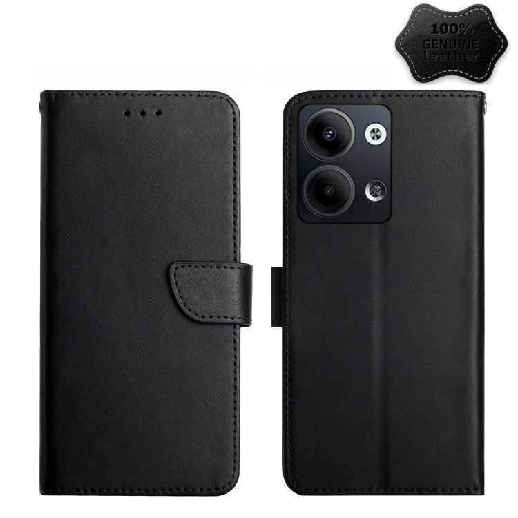  Reno9 Pro HT02 Genuine Leather Fingerprint-proof Flip Phone Case(Black) Eurekaonline