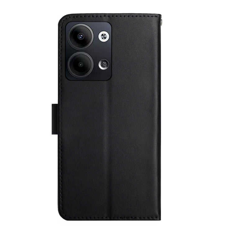 For OPPO Reno9 / Reno9 Pro HT02 Genuine Leather Fingerprint-proof Flip Phone Case(Black) Eurekaonline