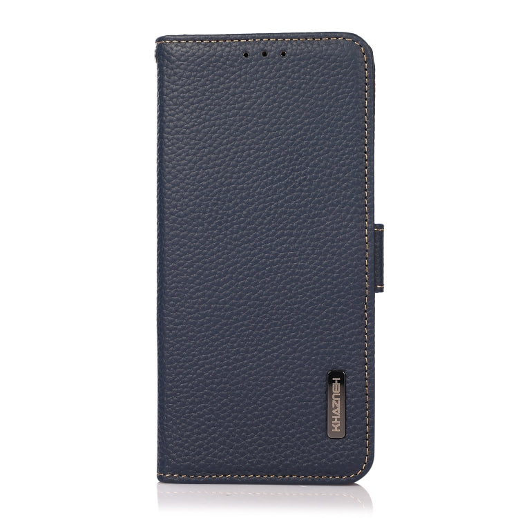  Reno9 Pro KHAZNEH Side-Magnetic Litchi Genuine Leather RFID Phone Case(Blue) Eurekaonline