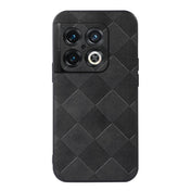 For OnePlus 10 Pro 5G Weave Plaid PU Phone Case(Black) Eurekaonline