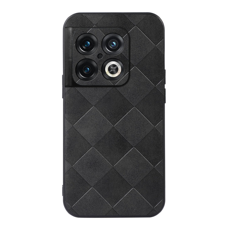 For OnePlus 10 Pro 5G Weave Plaid PU Phone Case(Black) Eurekaonline