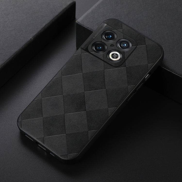 For OnePlus 10 Pro 5G Weave Plaid PU Phone Case(Black) Eurekaonline