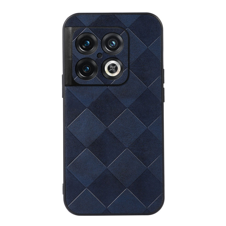 For OnePlus 10 Pro 5G Weave Plaid PU Phone Case(Blue) Eurekaonline