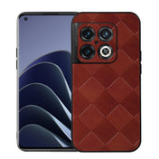 For OnePlus 10 Pro 5G Weave Plaid PU Phone Case(Brown) Eurekaonline