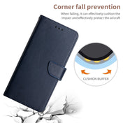 For OnePlus 10T / Ace Pro HT02 Genuine Leather Fingerprint-proof Flip Phone Case(Blue) Eurekaonline