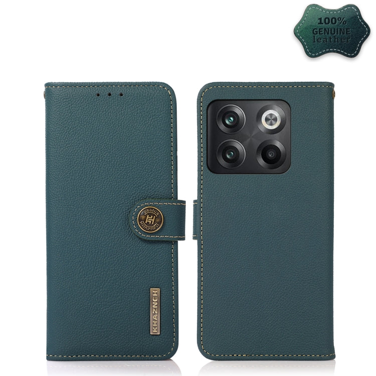 For OnePlus 10T/Ace Pro KHAZNEH Custer Texture RFID Genuine Leather Phone Case(Green) Eurekaonline