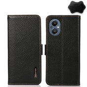 For OnePlus N20 5G KHAZNEH Side-Magnetic Litchi Genuine Leather RFID Phone Case(Black) Eurekaonline