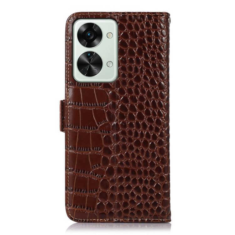 For OnePlus Nord 2T 5G Crocodile Top Layer Cowhide Leather Phone Case(Brown) Eurekaonline