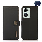 For OnePlus Nord 2T 5G KHAZNEH Custer Texture RFID Genuine Leather Phone Case(Black) Eurekaonline