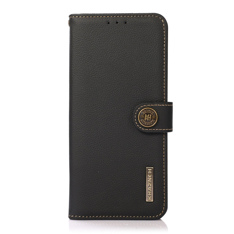 For OnePlus Nord 2T 5G KHAZNEH Custer Texture RFID Genuine Leather Phone Case(Black) Eurekaonline