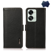 For OnePlus Nord 2T 5G KHAZNEH Litchi Texture RFID Genuine Leather Phone Case(Black) Eurekaonline