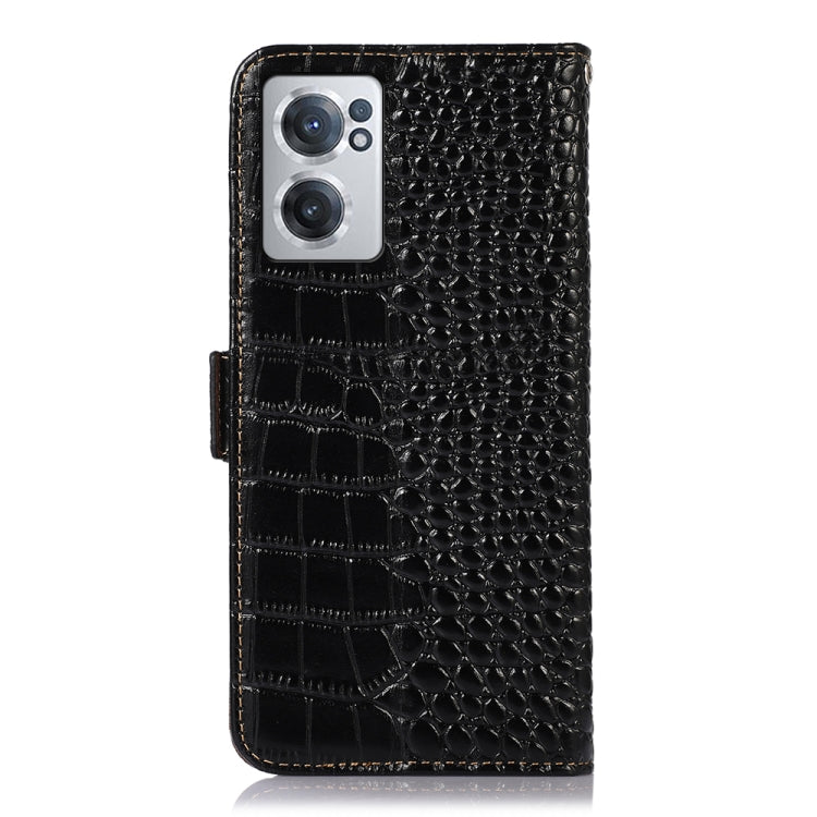 For OnePlus Nord CE 2 5G Crocodile Top Layer Cowhide Leather Phone Case(Black) Eurekaonline