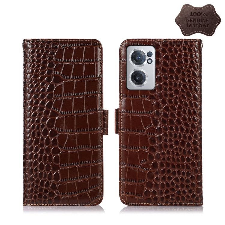 For OnePlus Nord CE 2 5G Crocodile Top Layer Cowhide Leather Phone Case(Brown) Eurekaonline