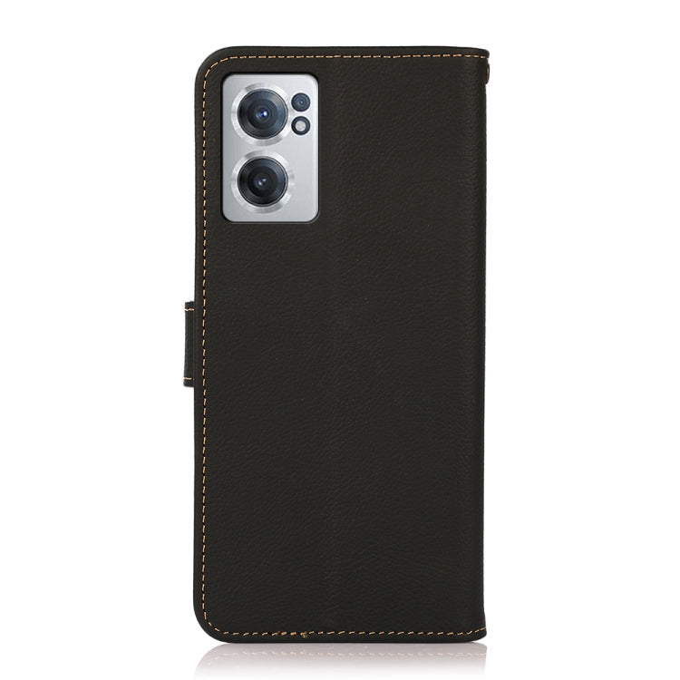 For OnePlus Nord CE 2 5G KHAZNEH Custer Genuine Leather RFID Phone Case(Black) Eurekaonline