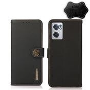 For OnePlus Nord CE 2 5G KHAZNEH Custer Genuine Leather RFID Phone Case(Black) Eurekaonline