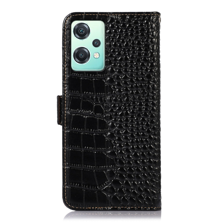 For OnePlus Nord CE 2 Lite 5G Crocodile Top Layer Cowhide Leather Phone Case(Black) Eurekaonline