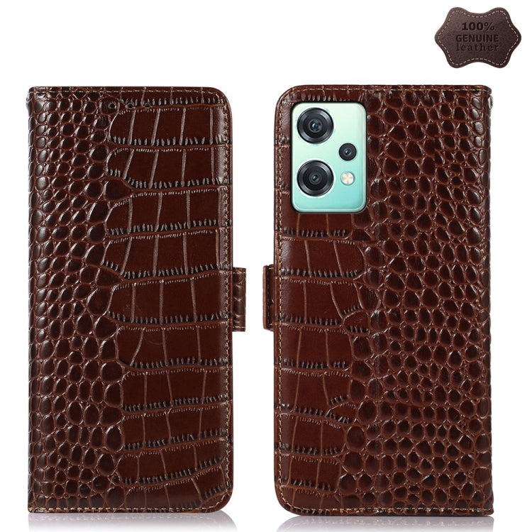 For OnePlus Nord CE 2 Lite 5G Crocodile Top Layer Cowhide Leather Phone Case(Brown) Eurekaonline