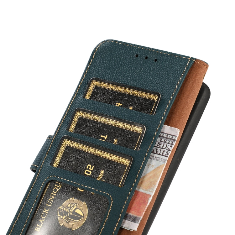 For OnePlus Nord CE 2 Lite 5G KHAZNEH Custer Genuine Leather RFID Phone Case(Green) Eurekaonline