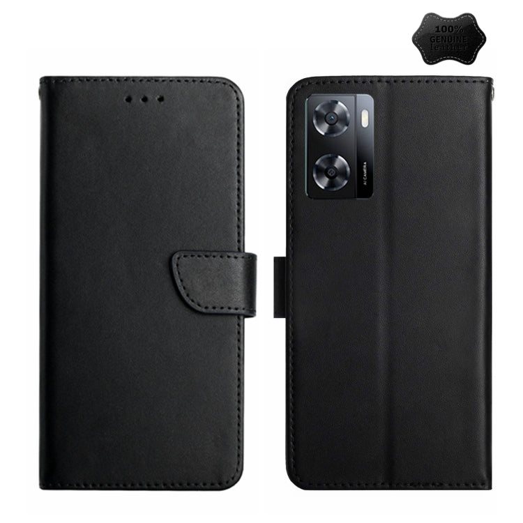 For OnePlus Nord N300 Genuine Leather Fingerprint-proof Flip Phone Case(Black) Eurekaonline