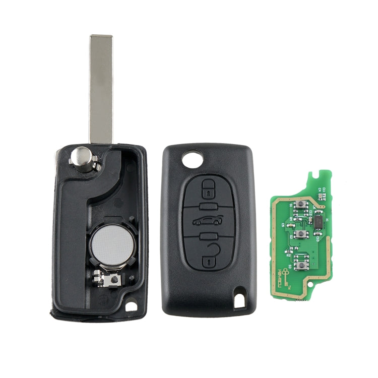 For PEUGEOT 3 Buttons Intelligent Remote Control Car Key with Integrated Chip & Battery & Holder & Slotted Key Blade, Frequency: 433MHz Eurekaonline