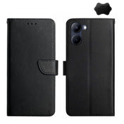 For Realme 10 4G Genuine Leather Fingerprint-proof Flip Phone Case(Black) Eurekaonline