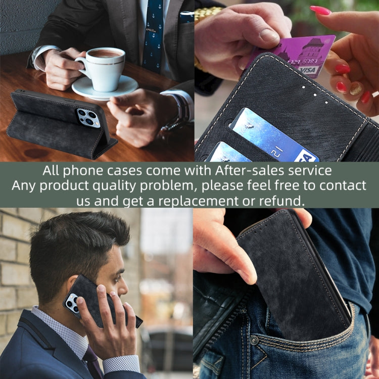 For Realme 10 Pro+ 5G RFID Anti-theft Brush Magnetic Leather Phone Case(Black) Eurekaonline