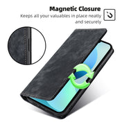 For Realme 10 Pro+ 5G RFID Anti-theft Brush Magnetic Leather Phone Case(Black) Eurekaonline