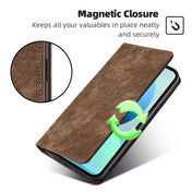 For Realme 10 Pro+ 5G RFID Anti-theft Brush Magnetic Leather Phone Case(Brown) Eurekaonline