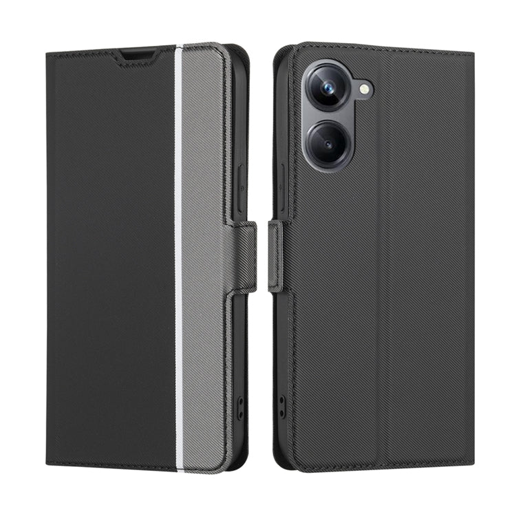 For Realme 10 Pro 5G Twill Texture Side Button Leather Phone Case(Black) Eurekaonline
