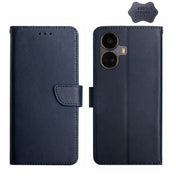 For Realme 10 Pro+ Genuine Leather Fingerprint-proof Flip Phone Case(Blue) Eurekaonline