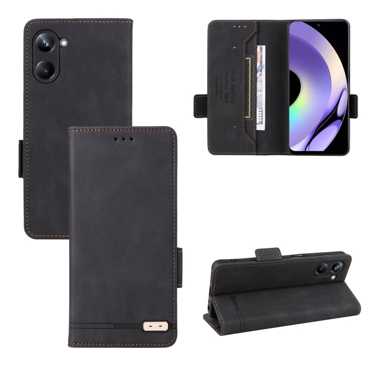 For Realme 10 Pro Magnetic Clasp Leather Phone Case(Black) Eurekaonline