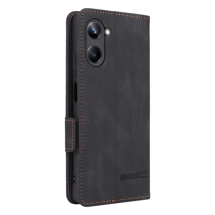 For Realme 10 Pro Magnetic Clasp Leather Phone Case(Black) Eurekaonline