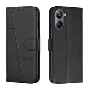 For Realme 10 Pro Stitching Calf Texture Buckle Leather Phone Case(Black) Eurekaonline